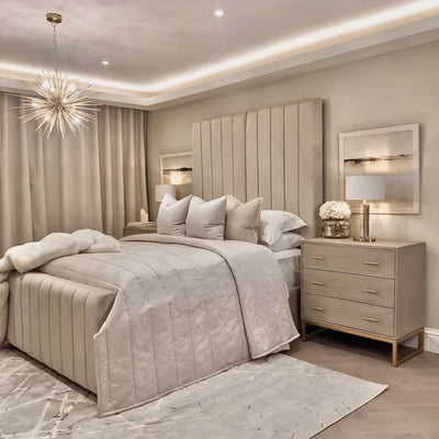 Allegra Cream Panel Bed